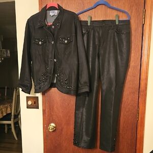 DG2 by Diane Gilman Black Embellished Pantsuit